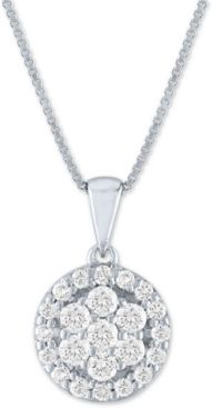 Forever Grown Diamond Lab Grown Diamond Cluster Circular 18" Pendant Necklace (1/2 ct. t.w.) in Sterling Silver