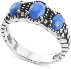 Lapis Lazuli Three Stone Statement Ring in Sterling Silver