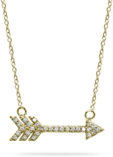 Cubic Zirconia Arrow Necklace in 18k Gold Plated Sterling Silver or Sterling Silver