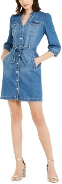 Inc Belted Denim Shirtdress, Created for Macy's