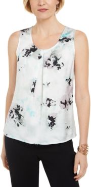 Floral-Print Pleated Sleeveless Top