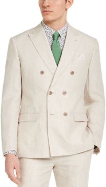 Slim-Fit Tan Solid Double-Breasted Suit Jacket, Created for Macy's