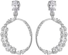 Silver-Tone Cluster Round Hoop Earrings