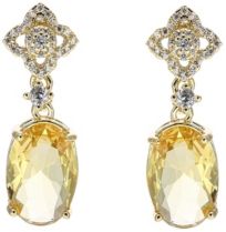 Gold-Tone Pear Shaped Topaz Accent Earrings