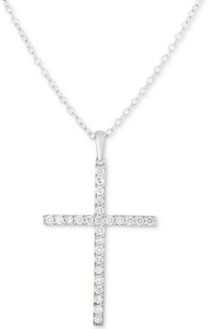 Lab-Created Diamond Cross Pendant Necklace (1/2 ct. t.w.) in Sterling Silver