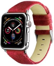 and Women's Apple Dusty Rose Wool Velvet, Leather, Stainless Steel Replacement Band 44mm