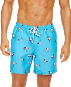 Quick-Dry Performance Flamingo-Print 7" Swim Trunks, Created for Macy's