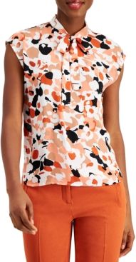 Printed Tie-Neck Top, Created for Macy's