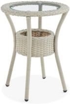 Haven All-Weather Wicker Outdoor Round Glass-Top Accent Table with Storage