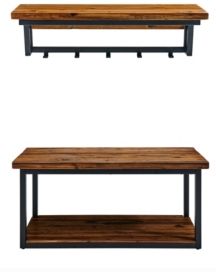 Claremont Rustic Wood Coat Hook and Bench Set