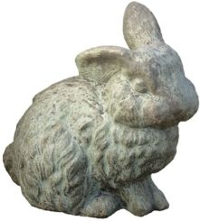 Rabbit with One Ear Up Garden Statue