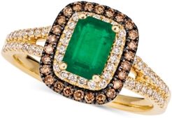 Costa Smeralda Emerald (3/4 ct. t.w.) & Diamond (3/8 ct. t.w.) Halo Ring in 14k Gold