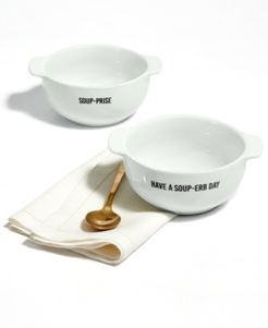 Words Soup Bowls with Handles, Set of 2, Created for Macy's