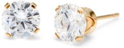 14K Gold Tone Filled Round Cubic Zirconia 6mm Stud Earrings