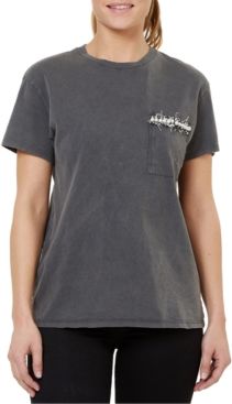 Brocade-Trimmed Cotton T-Shirt