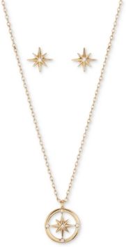 2-Pc. Set Crystal Star Pendant Necklace & Matching Stud Earrings in Gold-Flash, Created for Macy's