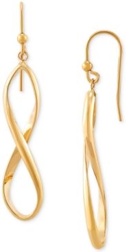 Polished Infinity Drop Earrings in 14k Gold