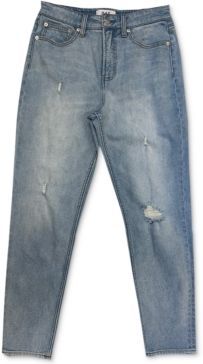 High-Rise Distressed Ankle Straight Jeans