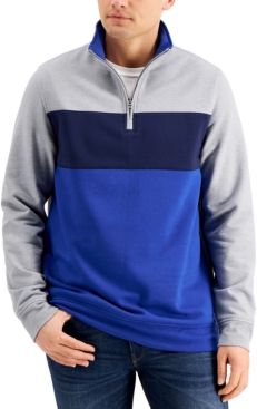 Colorblocked Quarter-Zip Fleece Sweatshirt, Created for Macy's