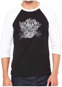 Cat Face Men's Raglan Word Art T-shirt