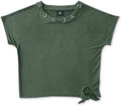 Petite Grommet-Neck Tie-Front Top, Created for Macy's