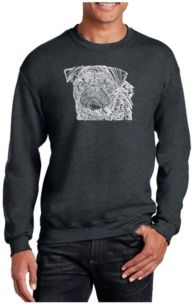 Big & Tall Men's Word Art Pug Face Crewneck Sweatshirt