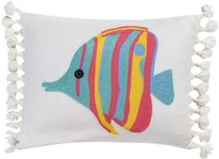 Playa Vista Crewel Fish Pillow, 14" x 18"