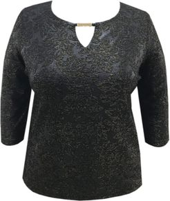 Plus Size Jacquard Keyhole Top, Created for Macy's
