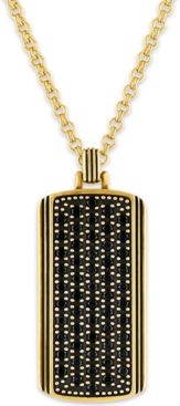 Black Sapphire Dog Tag 22" Pendant Necklace (1-3/8 ct. t.w.) in 14k Gold-Plated Sterling Silver, Created for Macy's