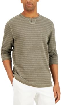 San Salvator Reversible Stripe Split-Neck Sweatshirt