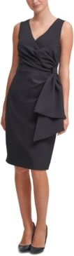 Bow-Detail Scuba-Crepe Sheath Dress