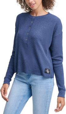 Henley Waffle-Knit Top