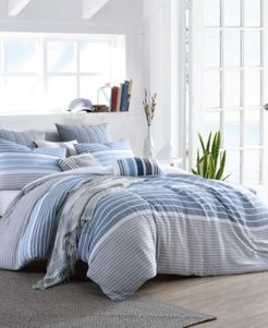 Delightful Cordelia Prewashed Yarn-Dyed Cotton Gauze Stripe 3 Piece Duvet Cover Set, California King Bedding