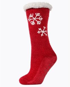 Sweet Snowflake Plush Lined Women's Slipper Sock