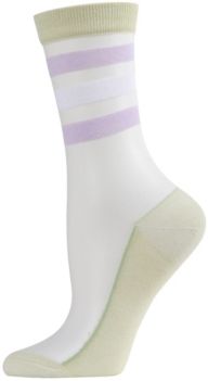 Reverse Terry Stripe Sheer Women's Crew Socks