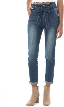 Crave Fame Juniors' Cuffed Paperbag-Waist Jeans