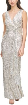 Sequinned Front-Knot Gown