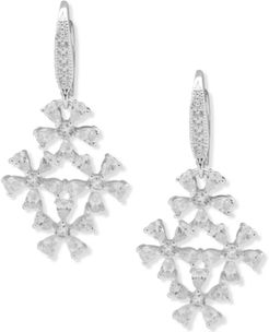 Silver-Tone Crystal Cluster Drop Earrings