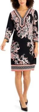 3/4-Sleeve Printed Dress, Created for Macy's