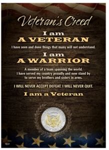 Veteran's Creed with Genuine Jfk Half Dollar Matted Coin