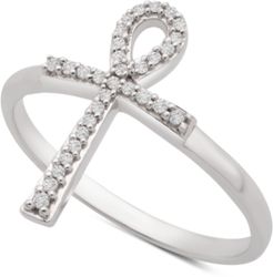 Diamond Ankh Cross Ring (1/10 ct. t.w.) in 14k White Gold, Created for Macy's