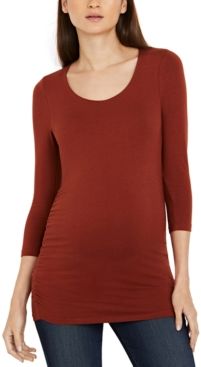 Luxe Side Ruched 3/4 Sleeve Maternity T Shirt