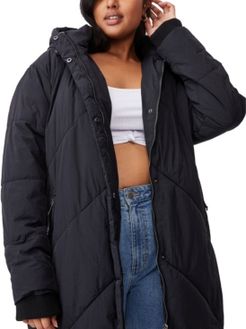 Trendy Plus Size Crinkle Longline Puffer Jacket