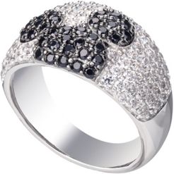 Cubic Zirconia & Black Spinel Mickey Statement Ring in Sterling Silver