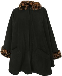 Fleece Cape With Faux-Fur Trim