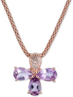 Amethyst (1-3/4 ct. t.w.) & White Topaz (1/8 ct. t.w.) in 14k Rose Gold-Plated Sterling Silver, 17" + 1" extender