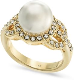 Gold-Plate Pave & Imitation Pearl Triple-Circle Ring, Created for Macy's