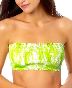 Juniors' Smocked Longline Bandeau Bikini Top, Created for Macy's Women's Swimsuit