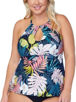 Trendy Plus Size Rosalie Whitehaven Bloom Printed Tankini Top Women's Swimsuit