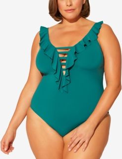 Plus Size Ruffled Strappy One-Piece Swimsuit Women's Swimsuit